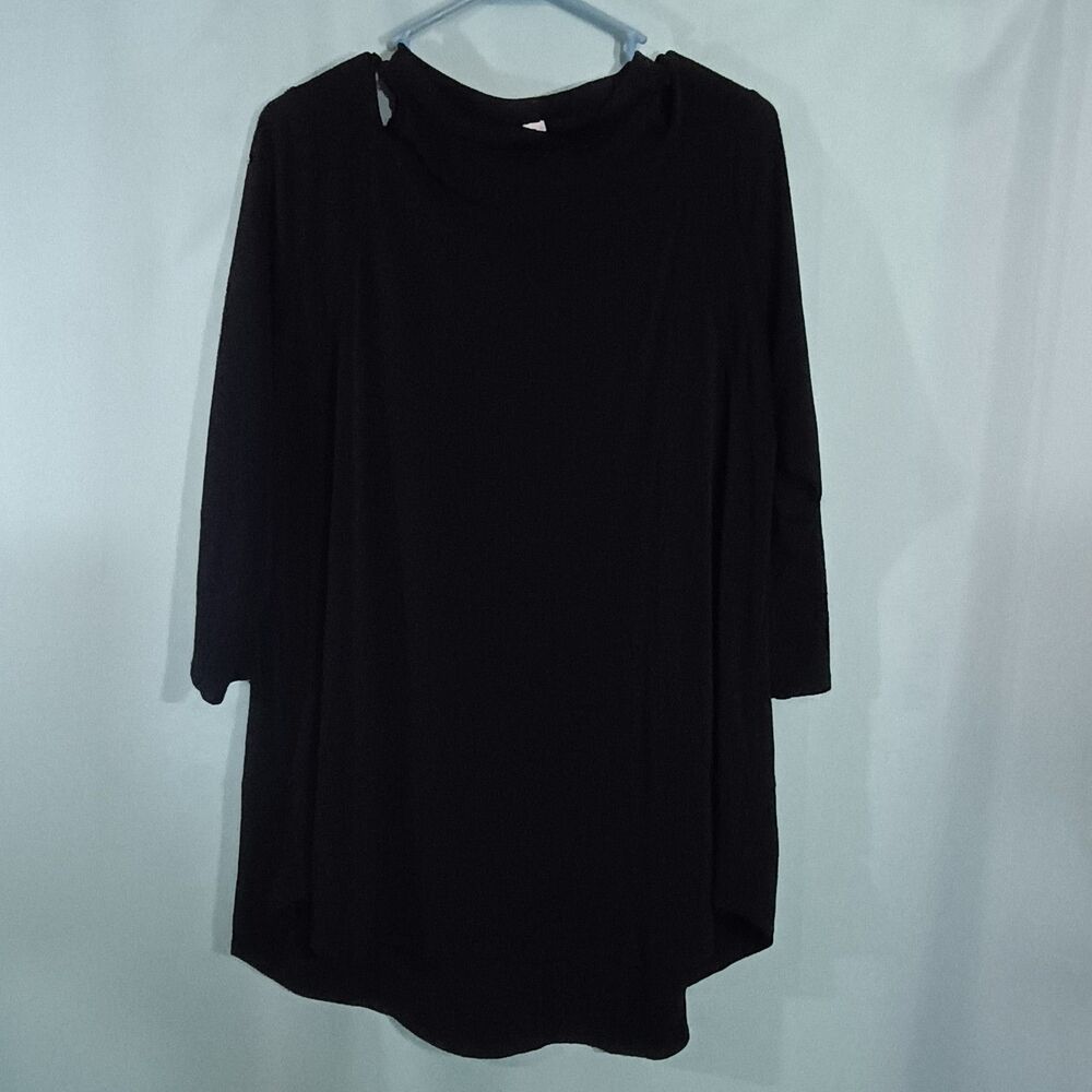 Black Tunic Top Long Sleeve Casual Loose Fit Basic Everyday Blouse